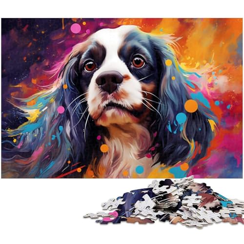 Puzzle 1000 Teile für Erwachsene, farbenfroher King Charles Spanie, Holzpuzzle, Familienaktivität, Heimdekoration zum Selbermachen, 50 x 75 cm / 19,68 x 29,52 Zoll Puzzle 1000 Teile für Erwachsene, farbenfroher King Charles Spanie, Holzpuzzle, Familienaktivität, Heimdekoration zum Selbermachen, 50 x 75 cm / 19,68 x 29,52 Zoll von JIANGENNF
