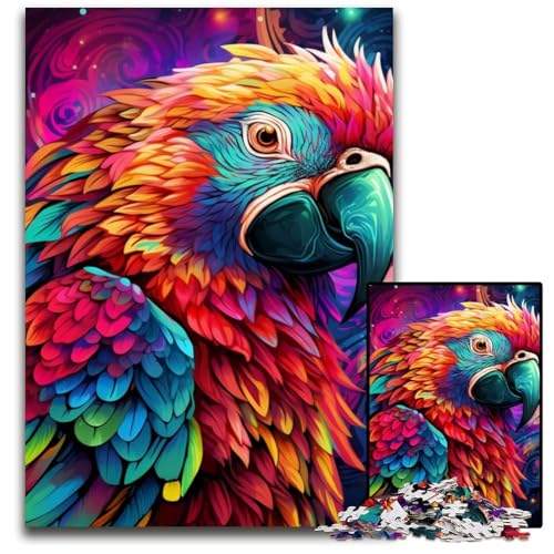Puzzle 1000 Teile für Erwachsene, farbenfrohes Papageien-Puzzle aus Pappe, Weihnachten, Halloween, Ostern, Neujahr, 26x38cm/10,23x14,96 Zoll von JIANGENNF