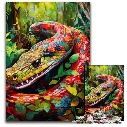 Puzzle 1000 Teile für Erwachsene, farbenfrohes Schlangen-Kunst-Kartonpuzzle für Reiseliebhaber und Paare, anspruchsvolles Spielzeug, 26x38cm/10,23x14,96 Zoll von JIANGENNF