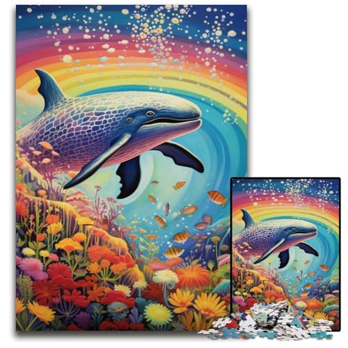 Puzzle 1000 Teile für Erwachsene, farbenfrohes Wal-Holzpuzzle für Reiseliebhaber und Paare, anspruchsvolles Spielzeug, 50x75cm/19,68x29,52 Zoll von JIANGENNF