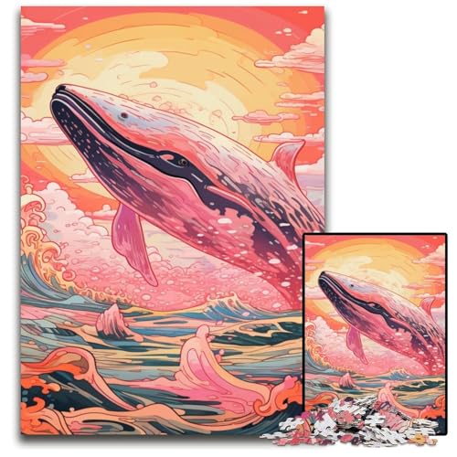 Puzzle 1000 Teile für Erwachsene, farbenfrohes Wal-Holzpuzzle für Reiseliebhaber und Paare, anspruchsvolles Spielzeug, 50x75cm/19,68x29,52 Zoll von JIANGENNF
