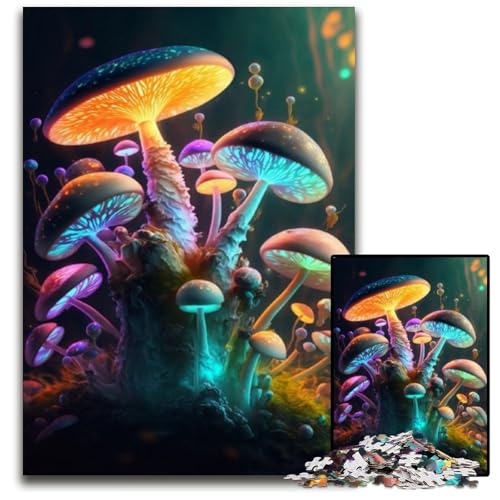Puzzle 1000 Teile für Erwachsene, kosmischer Pilz, Holzpuzzle für Reiseliebhaber und Paare, anspruchsvolles Spielzeug, 50x75cm/19,68x29,52 Zoll von JIANGENNF