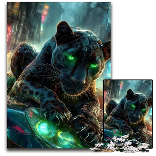 Puzzle 1000 Teile für Erwachsene, schwarzer Leopard, Holzpuzzle, Lernspiele, Stressabbau, Heimdekorationsspielzeug für 14-Jährige, 50x75cm Puzzle 1000 Teile für Erwachsene, schwarzer Leopard, Holzpuzzle, Lernspiele, Stressabbau, Heimdekorationsspielzeug für 14-Jährige, 50x75cm von JIANGENNF