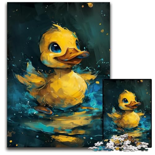 Puzzle 1000 Teile für Erwachsene, süße kleine gelbe Ente, unmögliches Puzzle für Erwachsene, perfekt für Halloween, Weihnachten, Geburtstagsgeschenk, 50x75cm/19,68x29,52 Zoll von JIANGENNF
