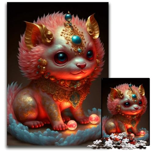 Puzzle 1000 Teile für Erwachsene, süßes Drachenbaby, Papppuzzle für Reiseliebhaber und Paare, anspruchsvolles Spielzeug, 26x38cm/10,23x14,96 Zoll von JIANGENNF