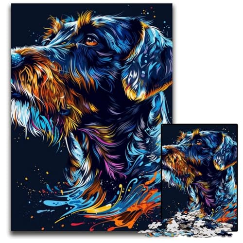 Puzzle 1000 Teile für Erwachsene,Deutscher Drahthaar-Hund,Kunstpuzzle für Erwachsene,anspruchsvolles Denkspiel für Teenager,unterhaltsames interaktives Spiel für die ganze Familie,26x38cm von JIANGENNF