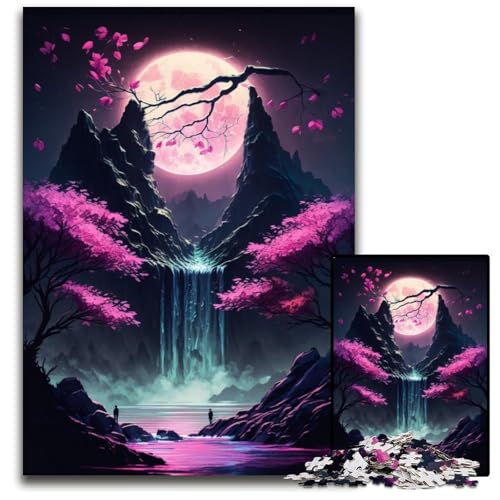 Puzzle 1000 Teile für Erwachsene,Japanische Landschaft,Neon,anspruchsvolles Puzzle,anspruchsvolles Denkspiel für Teenager,unterhaltsames interaktives Spiel für die ganze Familie,26x38cm von JIANGENNF