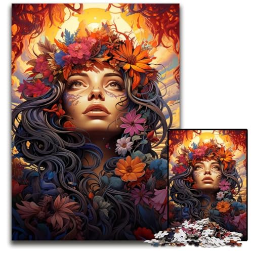 Puzzle 1000 Teile für Erwachsene,Psychedelische und glückliche Frau,Puzzles für Erwachsene,anspruchsvolles Denkspiel für Teenager,unterhaltsames interaktives Spiel für die ganze Familie von JIANGENNF