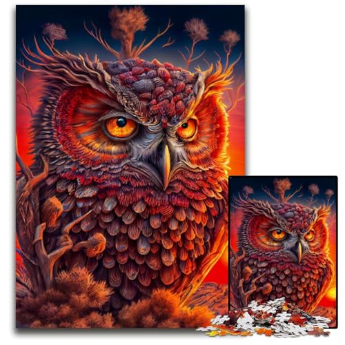 Puzzle 1000 Teile für Erwachsene Abstrakte Eule Papppuzzle für Erwachsene Interaktives Familienspiel, Denksportaufgabe, Lernspielzeug 26x38cm/10,23x14,96 Zoll von JIANGENNF