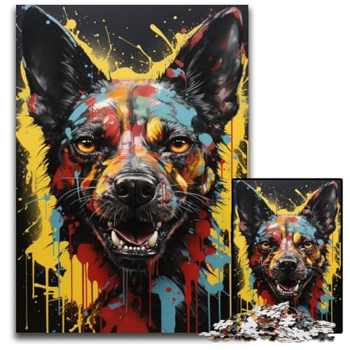 Puzzle 1000 Teile für Erwachsene Afrikanische Hyäne Holzpuzzle für Erwachsene Interaktives Familienspiel, Gehirnherausforderung, Lernspielzeug 50x75cm/19,68x29,52 Zoll von JIANGENNF