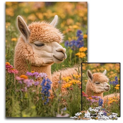 Puzzle 1000 Teile für Erwachsene Alpaka-Puzzle aus Karton, Spielzeug, Geschenk, pädagogisches, intellektuelles, entspannendes Familienspiel, 26x38cm von JIANGENNF