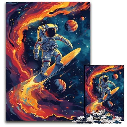 Puzzle 1000 Teile für Erwachsene Astronauten Surfen Papppuzzles für Reiseliebhaber und Paare, anspruchsvolles Spielzeug 26x38cm/10,23x14,96 Zoll von JIANGENNF