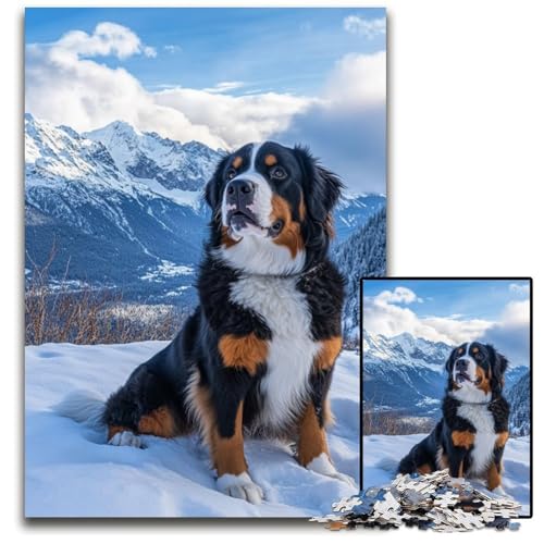 Puzzle 1000 Teile für Erwachsene Berner Sennenhund Holzpuzzle Spielzeug Geschenk Pädagogisches intellektuelles Entspannungsspaß Familienspiel 50X75CM von JIANGENNF