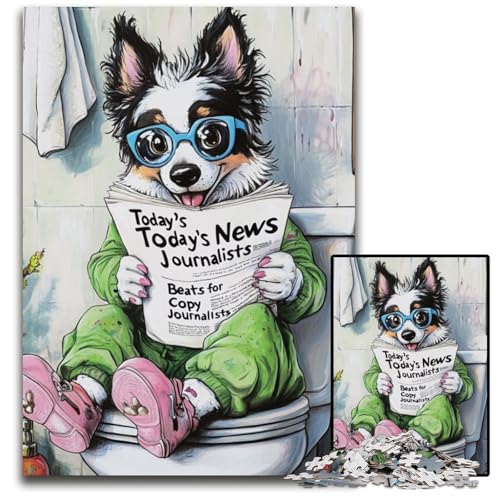 Puzzle 1000 Teile für Erwachsene Border Collie Go Toilet Puzzles für Erwachsene Herausforderndes Denkspiel für Teenager, Familienspaß Interaktives Spiel 26x38cm/10,23x14,96 Zoll Puzzle 1000 Teile für Erwachsene Border Collie Go Toilet Puzzles für Erwachsene Herausforderndes Denkspiel für Teenager, Familienspaß Interaktives Spiel 26x38cm/10,23x14,96 Zoll von JIANGENNF