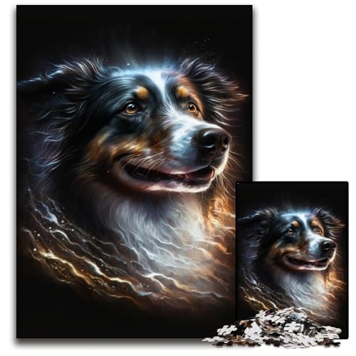 Puzzle 1000 Teile für Erwachsene Border Collie Schwierige Puzzles für Erwachsene Interaktives Familienspiel, Gehirnherausforderung, Lernspielzeug 26x38cm/10,23x14,96 Zoll von JIANGENNF