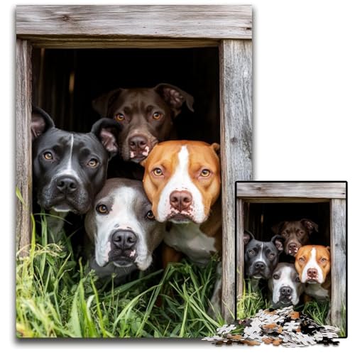 Puzzle 1000 Teile für Erwachsene Bullterrier Holzpuzzle Schwierig und herausfordernd, tolle Geschenke und Spielzeug für 14-Jährige 50X75CM von JIANGENNF