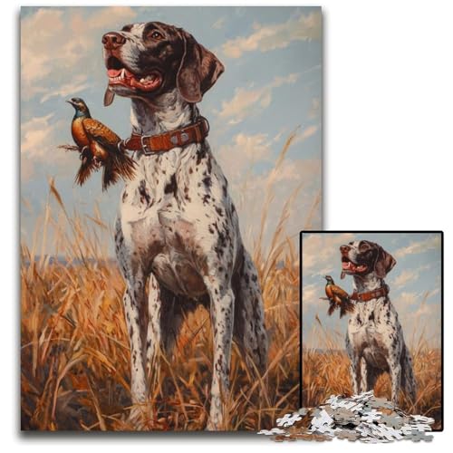Puzzle 1000 Teile für Erwachsene Deutscher Spaniel, Kartonpuzzle, Lernspiele, Stressabbau, Heimdekorationsspielzeug für 14-Jährige, 26x38cm von JIANGENNF
