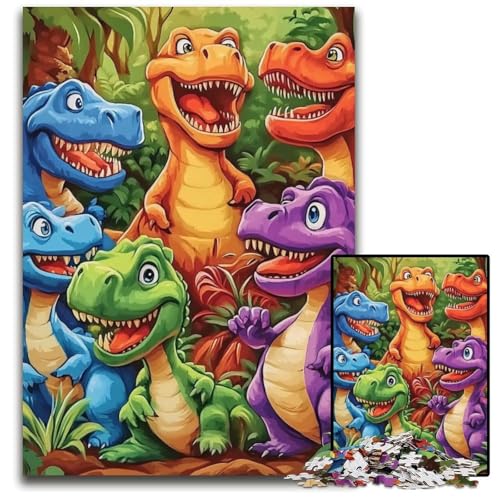 Puzzle 1000 Teile für Erwachsene Dinosaurier Holzpuzzle Spielzeug Geschenk Pädagogisches intellektuelles Dekomprimierungsspaß Familienspiel 50X75CM von JIANGENNF