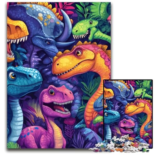 Puzzle 1000 Teile für Erwachsene Dinosaurier-Puzzle aus Karton, Lernspiele, Stressabbau, Heimdekorationsspielzeug für 14-Jährige, 26x38cm von JIANGENNF