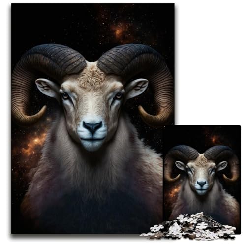 Puzzle 1000 Teile für Erwachsene Dream Goat-Puzzle aus Pappe, pädagogische Aktivität zur Verbesserung kognitiver Fähigkeiten, 26x38cm/10,23x14,96 Zoll von JIANGENNF