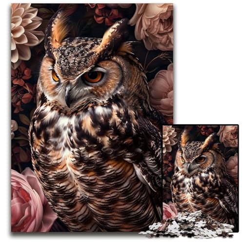Puzzle 1000 Teile für Erwachsene Eule Holzpuzzle Lernspiele Stressabbau, Heimdekorationsspielzeug für 14-Jährige 50X75CM von JIANGENNF