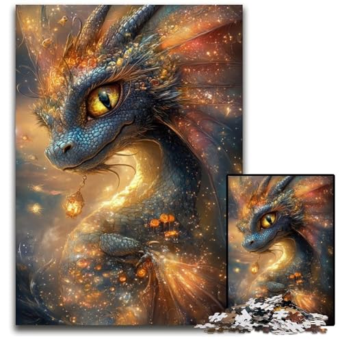 Puzzle 1000 Teile für Erwachsene Fantasy Dragon Holzpuzzle Spielzeug Geschenk Pädagogisches intellektuelles Dekomprimierungsspaß Familienspiel 50X75CM von JIANGENNF