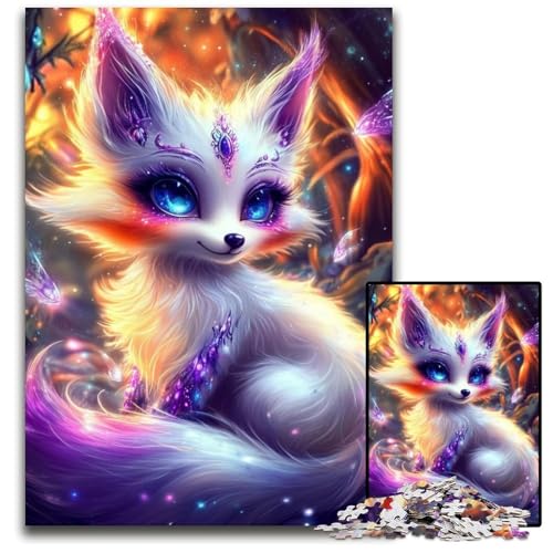 Puzzle 1000 Teile für Erwachsene Fantasy Fox Kartonpuzzle Spielzeug Geschenk Pädagogisches intellektuelles Dekomprimierungsspaß Familienspiel 26X38CM von JIANGENNF
