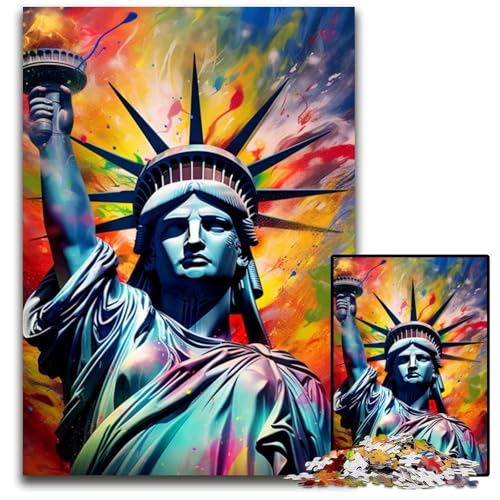 Puzzle 1000 Teile für Erwachsene Freiheitsstatue aus Pappe, Weihnachten, Halloween, Ostern, Neujahr, 26x38cm/10,23x14,96 Zoll von JIANGENNF