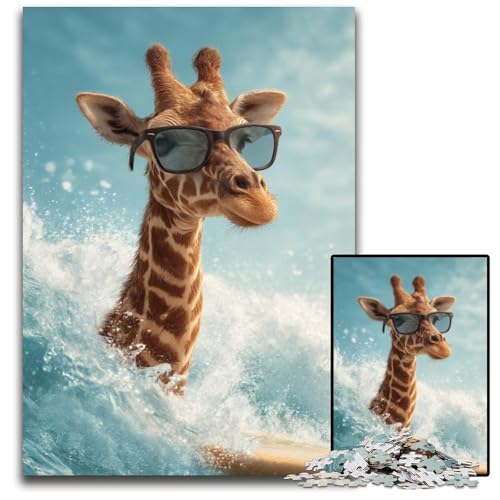 Puzzle 1000 Teile für Erwachsene Giraffe Kartonpuzzle Spielzeug Geschenk Pädagogisches intellektuelles Dekomprimierungsspaß Familienspiel 26X38CM von JIANGENNF