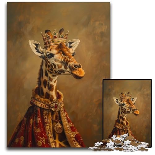 Puzzle 1000 Teile für Erwachsene Giraffe Kartonpuzzle Spielzeug Geschenk Pädagogisches intellektuelles Dekomprimierungsspaß Familienspiel 26X38CM von JIANGENNF