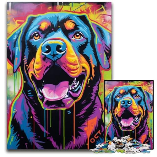 Puzzle 1000 Teile für Erwachsene Graffiti-Malerei Hund Papppuzzle Herausforderndes DIY-Denkspiel für Teenager 26x38cm/10,23x14,96 Zoll Puzzle 1000 Teile für Erwachsene Graffiti-Malerei Hund Papppuzzle Herausforderndes DIY-Denkspiel für Teenager 26x38cm/10,23x14,96 Zoll von JIANGENNF