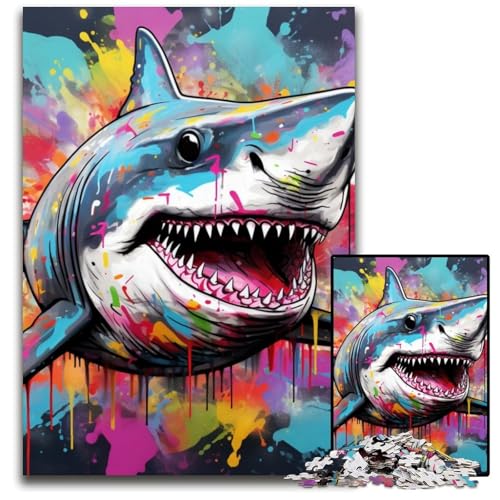 Puzzle 1000 Teile für Erwachsene Hai-Graffiti-Malerei Kartonpuzzle Herausforderndes DIY-Denkspiel für Teenager 26x38cm/10,23x14,96 Zoll Puzzle 1000 Teile für Erwachsene Hai-Graffiti-Malerei Kartonpuzzle Herausforderndes DIY-Denkspiel für Teenager 26x38cm/10,23x14,96 Zoll von JIANGENNF