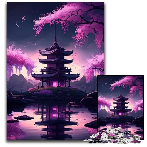Puzzle 1000 Teile für Erwachsene Japanischer Tempel Schwierige Puzzles für Erwachsene Interaktives Familienspiel, Gehirnherausforderung, Lernspielzeug 26x38cm/10,23x14,96 Zoll von JIANGENNF