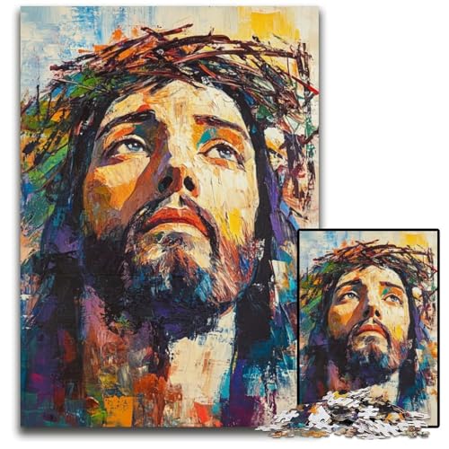 Puzzle 1000 Teile für Erwachsene Jesus Kartonpuzzle Spiele Spielzeug Geschenk, Fördert die Liebe zwischen Paaren für Alter 14+ 26X38CM von JIANGENNF