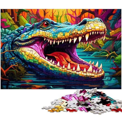 Puzzle 1000 Teile für Erwachsene Krokodil-Kartonpuzzle Muttertag, Geburtstage, Weihnachten 26 x 38 cm / 10,23 x 14,96 Zoll von JIANGENNF