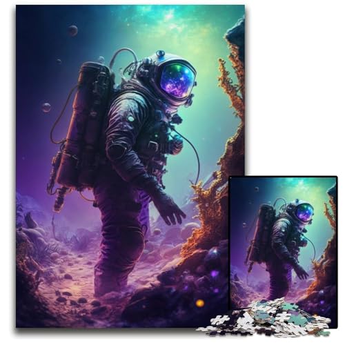 Puzzle 1000 Teile für Erwachsene Lila Astronauten-Puzzles für Erwachsene Anspruchsvolles Denkspiel für Teenager, Familienspaß Interaktives Spiel 26x38cm/10,23x14,96 Zoll von JIANGENNF