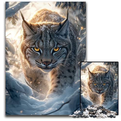 Puzzle 1000 Teile für Erwachsene Luchs Holzpuzzle Denksportaufgabe, Einzigartige Geburtstags- und Geschenkideen für Kinder ab 14 Jahren 50X75CM von JIANGENNF