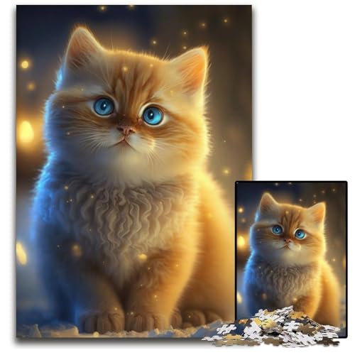 Puzzle 1000 Teile für Erwachsene MKätzchen im Schnee, Papppuzzle für Erwachsene für Reiseliebhaber und Paare, anspruchsvolles Spielzeug, 26x38cm/10,23x14,96 Zoll von JIANGENNF