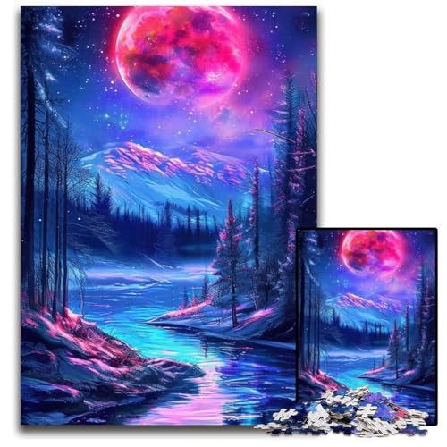 Puzzle 1000 Teile für Erwachsene Neon Winter Natur Karton Puzzles für Erwachsene Interaktives Familienspiel, Gehirn-Herausforderung, Lernspielzeug 26x38cm/10,23x14,96 Zoll von JIANGENNF
