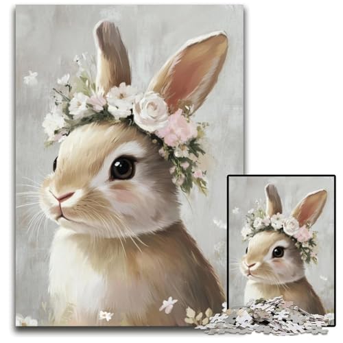 Puzzle 1000 Teile für Erwachsene Osterhase Kartonpuzzle Lernspiele Stressabbau, Heimdekorationsspielzeug für 14-Jährige 26X38CM von JIANGENNF