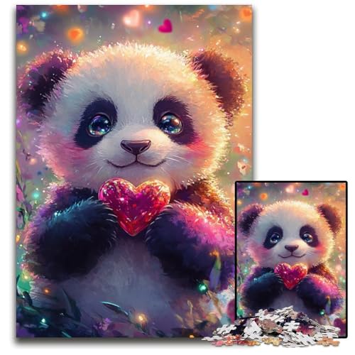 Puzzle 1000 Teile für Erwachsene Panda Holzpuzzle Lernspiele Stressabbau, Heimdekorationsspielzeug für 14-Jährige 50X75CM von JIANGENNF