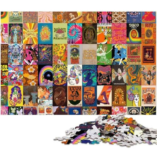 Puzzle 1000 Teile für Erwachsene Retro Psychedelic Kartonpuzzles Teenager, Paare und Freunde zum Geburtstag, Weihnachten 26 x 38 cm / 10,23 x 14,96 Zoll Puzzle 1000 Teile für Erwachsene Retro Psychedelic Kartonpuzzles Teenager, Paare und Freunde zum Geburtstag, Weihnachten 26 x 38 cm / 10,23 x 14,96 Zoll von JIANGENNF