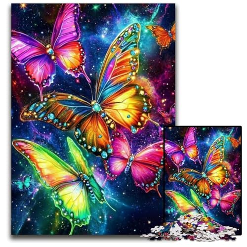 Puzzle 1000 Teile für Erwachsene Schmetterlings-Kartonpuzzle Lernspiele zum Stressabbau, Heimdekorationsspielzeug für 14-Jährige 26X38CM von JIANGENNF