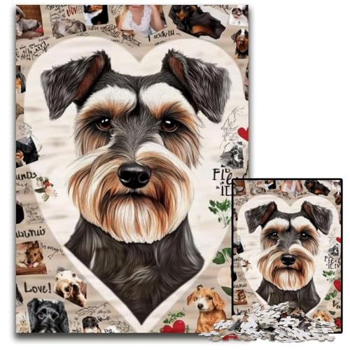 Puzzle 1000 Teile für Erwachsene Schnauzer-Puzzle aus Karton, Spielzeug, Geschenk, pädagogisches, intellektuelles, entspannendes Familienspiel, 26x38cm von JIANGENNF