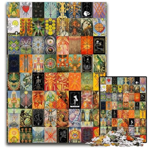 Puzzle 1000 Teile für Erwachsene Tarot Art Kartonpuzzles für Reiseliebhaber und Paare, anspruchsvolles Spielzeug 26x38cm/10,23x14,96 Zoll von JIANGENNF