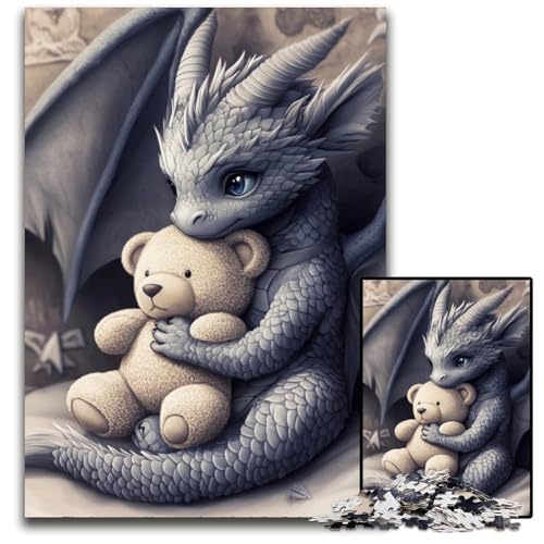 Puzzle 1000 Teile für Erwachsene Teddybär-Puzzle aus Karton, Spielzeug, Geschenk, pädagogisches, intellektuelles, entspannendes Familienspiel, 26x38cm von JIANGENNF