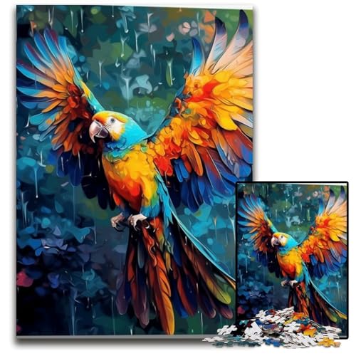 Puzzle 1000 Teile für Erwachsene Tiere Vögel Papageien Papppuzzle Herausforderndes DIY-Denkspiel für Teenager 26x38cm/10,23x14,96 Zoll von JIANGENNF