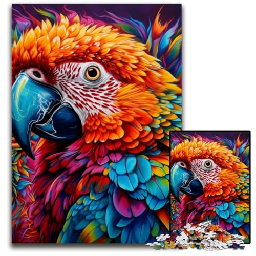 Puzzle 1000 Teile für Erwachsene Tiere Vögel Papageien Papppuzzles Gehirn-Herausforderndes DIY-Dekorationsspiel, interaktives Familienspielzeug 26x38cm/10,23x14,96 Zoll von JIANGENNF