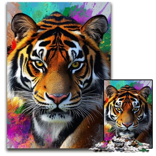 Puzzle 1000 Teile für Erwachsene Tiger-Puzzles für Erwachsene Denksportaufgabe, Spiel für Erwachsene, interaktive Familienaktivität 26x38cm/10,23x14,96 Zoll von JIANGENNF