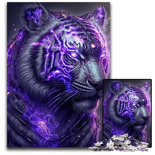 Puzzle 1000 Teile für Erwachsene Tiger-Puzzles für Erwachsene Herausforderndes Denkspiel für Teenager, Familienspaß Interaktives Spiel 26x38cm/10,23x14,96 Zoll von JIANGENNF